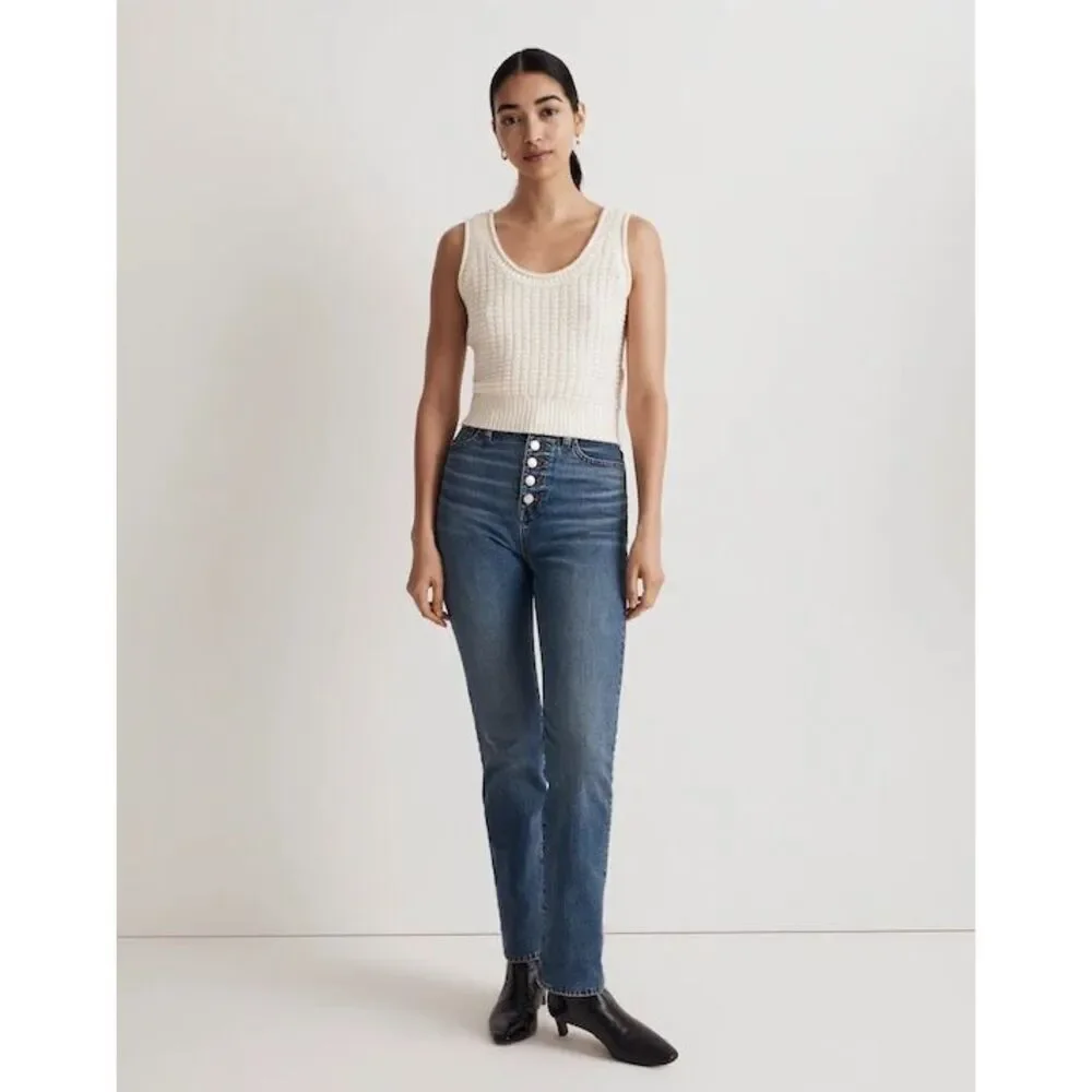 Madewell Textured-Stitch Sweater antique cream crochet